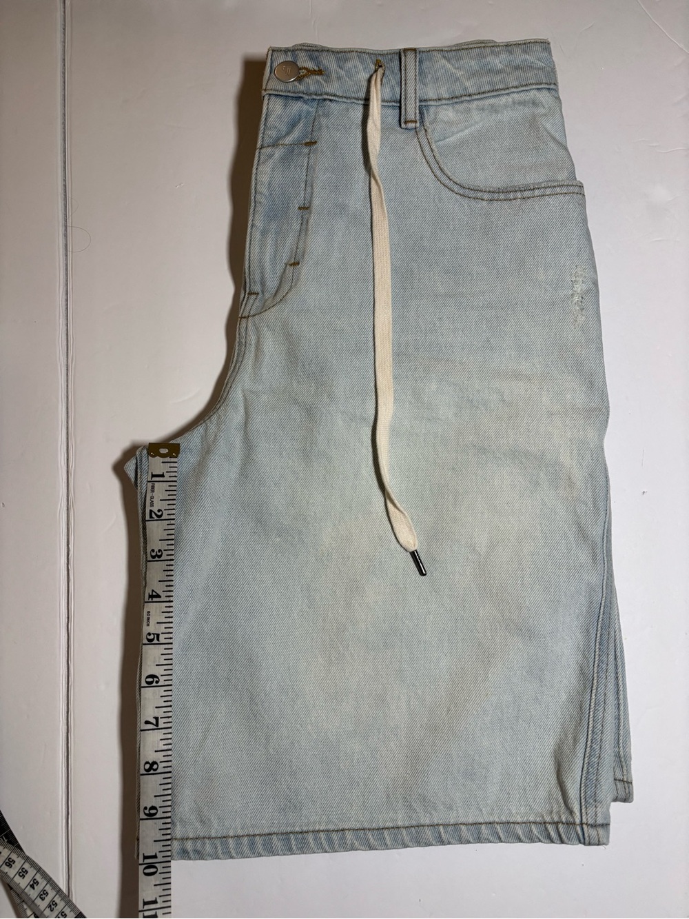 Pilcro Light Blue Boyfriend Denim Bermuda Shorts with Drawstring - Picture 6 of 8
